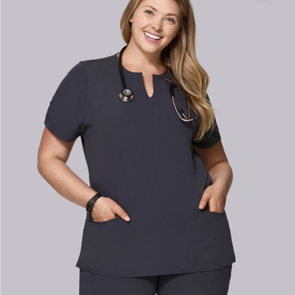 NWT 4X Mandala Grey Scrub Top - Picture 1 of 5